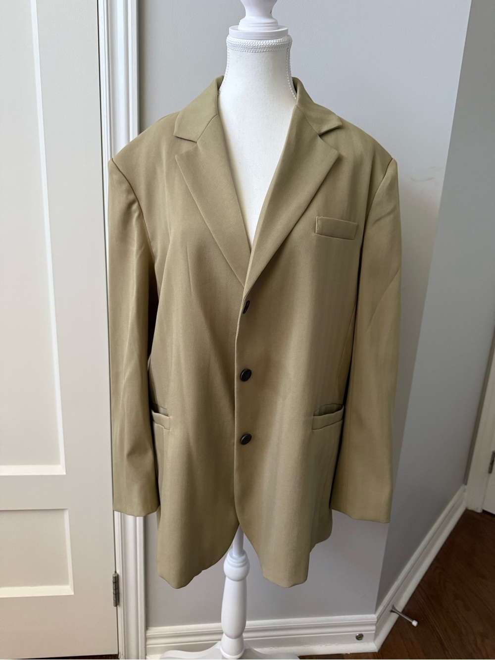 Oversized Tan Blazer - Lightweight Single-Breasted Jacket